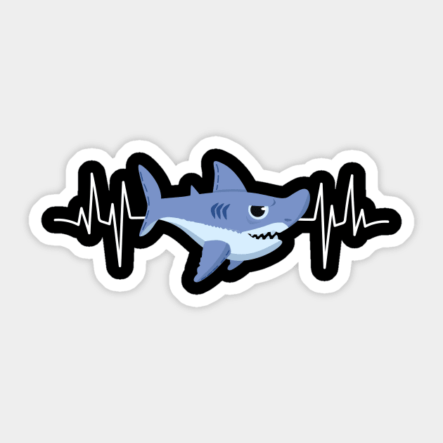 Heartbeat Shark EKG Heart Rate Gift Shark Sticker by TheTeeBee